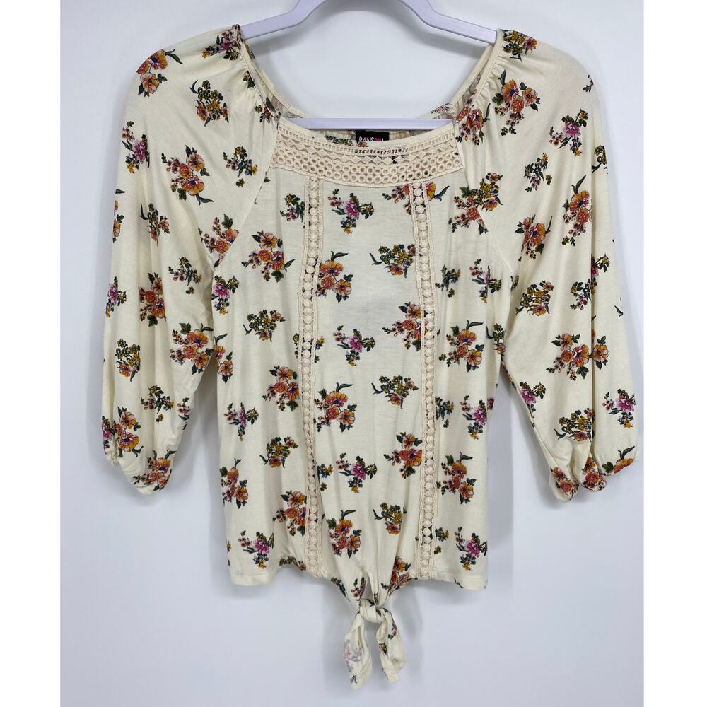 Ransom Girl Floral Tie Front Top Blouse Shirt NEW Large 14 Girl's